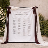 White and Brown Wedding Seating Chart Fabric Wandkleed