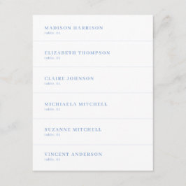 White and Dusty Blue Wedding Place Name Card DIY Kaart
