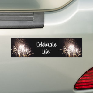 White and Gold Fireworks I Patriottic Celebration Bumpersticker