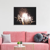White and Gold Fireworks I Patriottic Celebration Canvas Afdruk (Insitu (Woonkamer))
