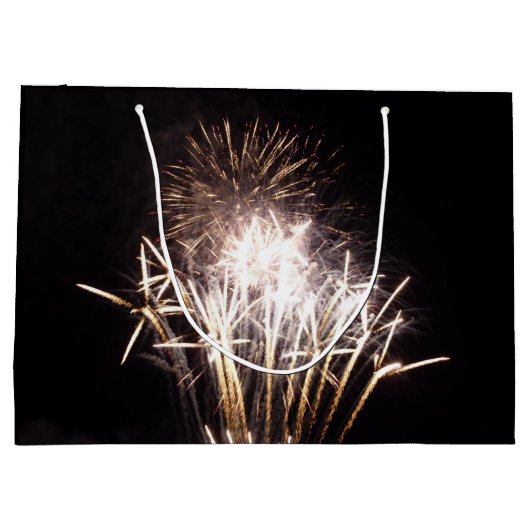 White and Gold Fireworks I Patriottic Celebration Groot Cadeauzakje (Achterkant)