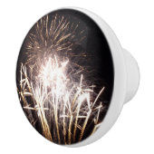 White and Gold Fireworks I Patriottic Celebration Keramische Knop (Rechts)