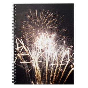 White and Gold Fireworks I Patriottic Celebration Notitieboek