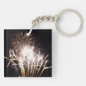 White and Gold Fireworks I Patriottic Celebration Sleutelhanger (Achterkant)