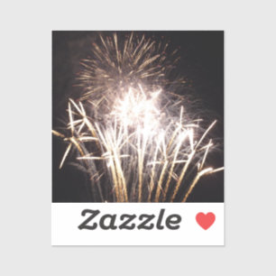 White and Gold Fireworks I Patriottic Celebration Sticker