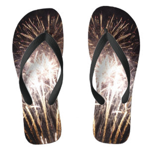 White and Gold Fireworks I Patriottic Celebration Teenslippers