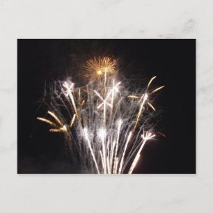 White and Gold Fireworks II Patriottic Celebration Briefkaart