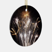 White and Gold Fireworks II Patriottic Celebration Keramisch Ornament (Rechts)