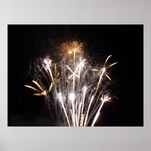 White and Gold Fireworks II Patriottic Celebration Poster (Voorkant)