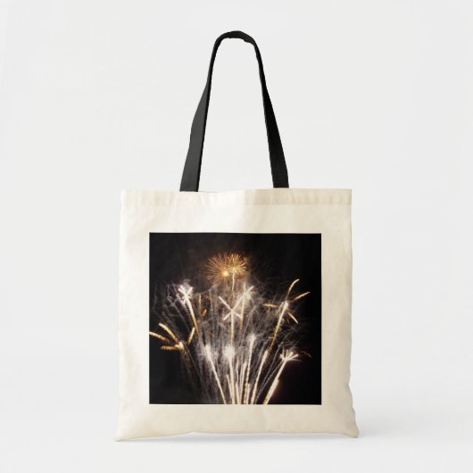 White and Gold Fireworks II Patriottic Celebration Tote Bag (Voorkant)