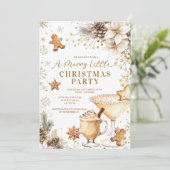 White and Gold Holiday Cocktail Party Invitation (Debout devant)