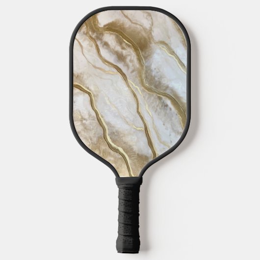 White and Gold Marble Monogram Name Persoonlijk Pickleball Paddle (Achterkant)