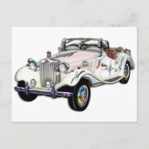 White and Gold MG Converteerbaar Briefkaart