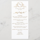 White and Gold Monogram Wedding Double-sided Menu (Achterkant)