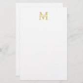 White and Gold Personalized Monogram and Name Briefpapier (Voorkant / Achterkant)