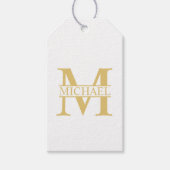 White and Gold Personalized Monogram and Name Cadeaulabel (Voorkant)