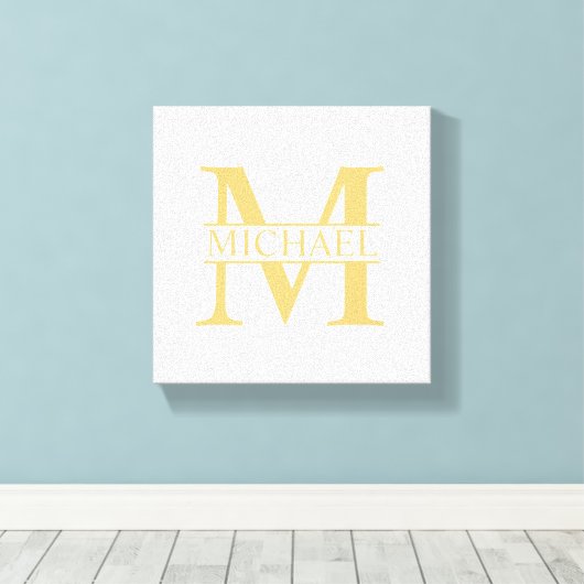 White and Gold Personalized Monogram and Name Canvas Afdruk (Insitu (Houten vloer))