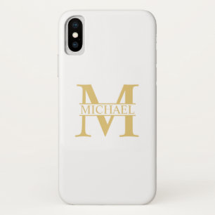 White and Gold Personalized Monogram and Name iPhone X Hoesje
