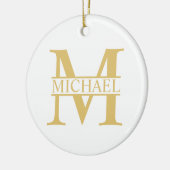 White and Gold Personalized Monogram and Name Keramisch Ornament (Links)
