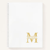 White and Gold Personalized Monogram and Name Notitieboek (Voorkant)