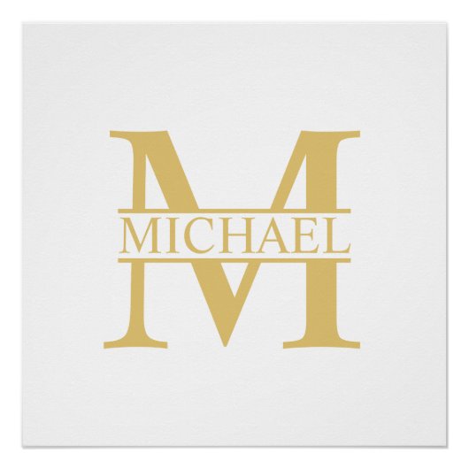 White and Gold Personalized Monogram and Name Perfect Poster (Voorkant)