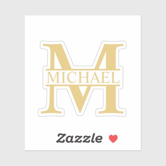White and Gold Personalized Monogram and Name Sticker (Vel)
