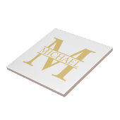 White and Gold Personalized Monogram and Name Tegeltje (Zijkant)