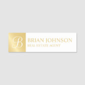 White and Gold Personalized Monogram en Naamplaatje (Voorkant)