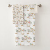 White and Gold Pumpkins Waterverf Pattern Bad Handdoek (Insitu)