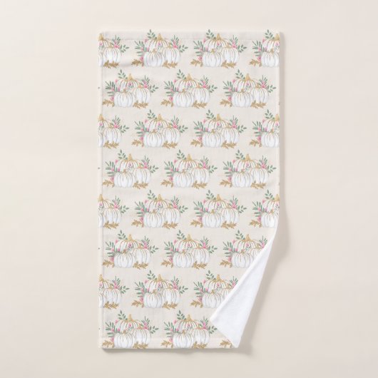 White and Gold Pumpkins Waterverf Pattern Bad Handdoek (Handdoek)