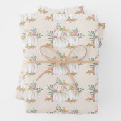 White and Gold Pumpkins Waterverf Pattern Inpakpapier Vel (In situ)