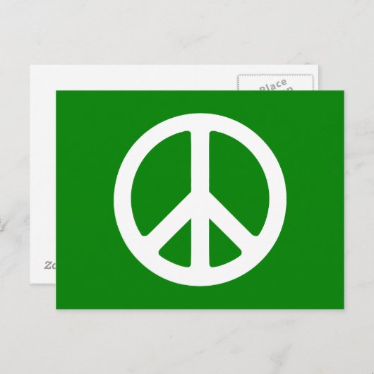 White and Green Peace Symbol Briefkaart (Voorkant / Achterkant)