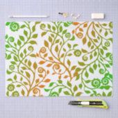 White and Green Swirly Floral Pattern Elegant Fall Tissuepapier (Craft)