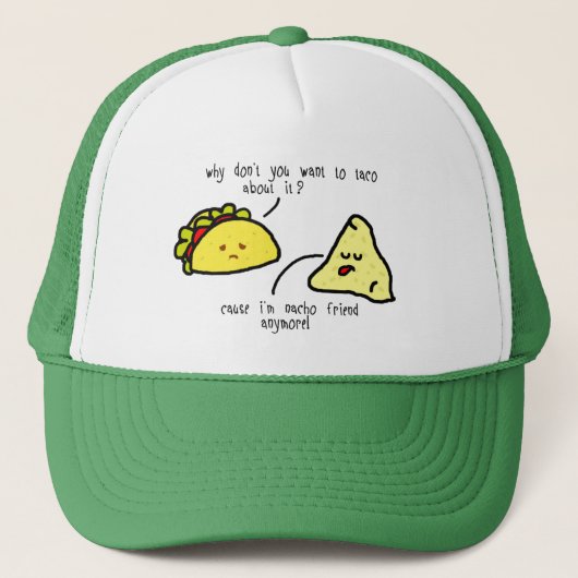 White and Green Taco and Nacho Trucker Hat Trucker Pet (Voorkant)