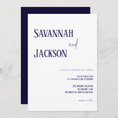 White and Navy Modern Elegant Wedding Invitation (Devant / Derrière)