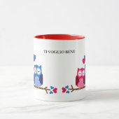 White and Red Ceramic Mug with Romantic Owl Couple (Centre)