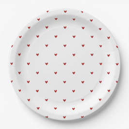 White and Red Hearts Pattern Valentine's Day Papieren Bordje