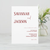 White and Red Modern Elegant Wedding Invitation (Debout devant)