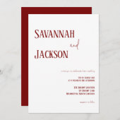 White and Red Modern Elegant Wedding Invitation (Devant / Derrière)