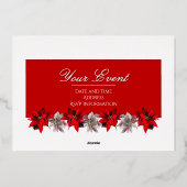 White and Red Poinsettias Foil Invitation (Verso)