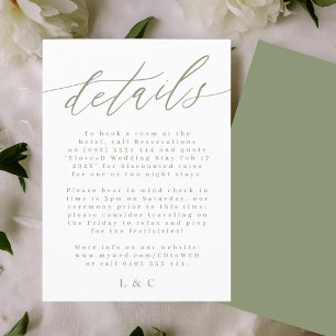 White and Sage Green Modern Wedding Enclosure Card RSVP Kaartje