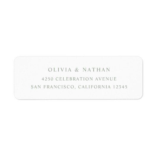White and Sage Green | Simple Elegant Text Etiket (Voorkant)