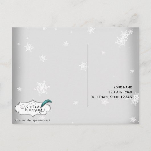 White and Silver Snowflake RSVP Briefkaart (Achterkant)