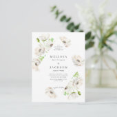 White Anemone Flower Wedding Invitation Briefkaart (Staand voorkant)