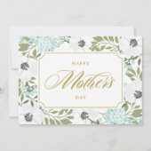 White Anemones Blue Floral Happy Moederdag Kaart (Voorkant)