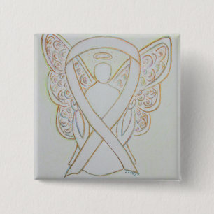 White Angel Awareness Ribbon Custom Art Pins Vierkante Button 5,1 Cm