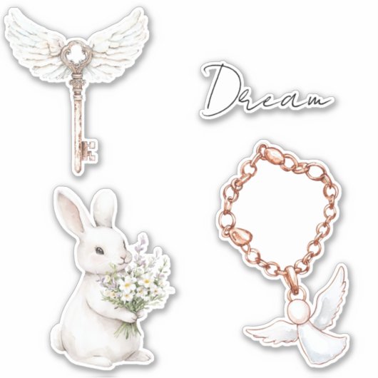 White Angel Feathers Key Sticker (Voorkant)