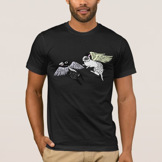 White Angel Rabbit and Black Angel Rabbit. T-shirt (Voorkant)