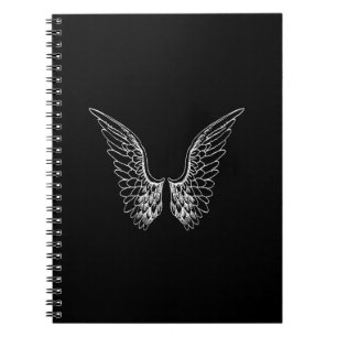 White Angel Wings op zwarte achtergrond Notitieboek