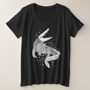 White Animal Silhouette - Crocodile Grote Maat T-shirt